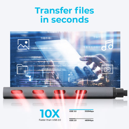 Maplin USB-C Multiport Hub to 3x USB-A 3.0 / Gigabit RJ45 - Silver