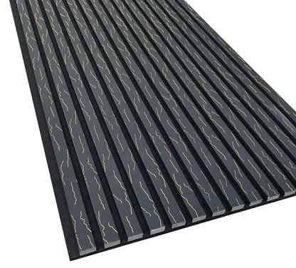 BRITWALL Linear Acoustic Wall Panel, 2400x600x21mm (Pack of 2) – Black Gold Marble Design