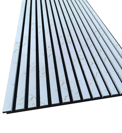 BRITWALL Linear Acoustic Wall Panel, 2400x600x21mm (Pack of 2) – White Gold Marble Design