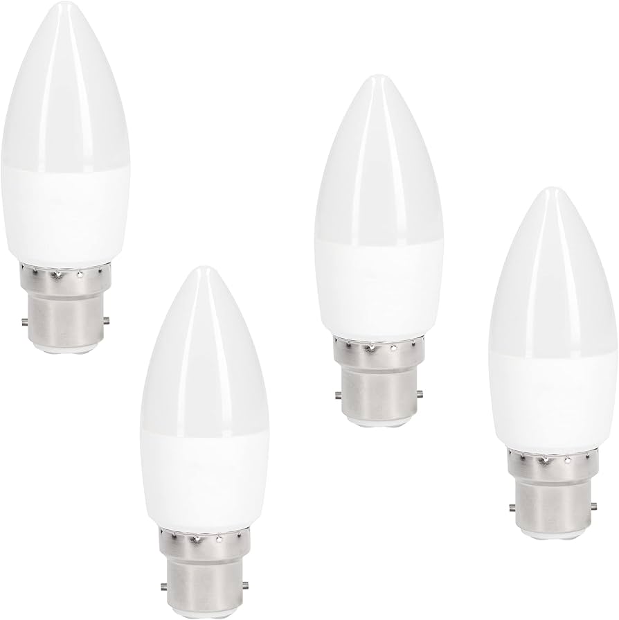 5.5W BC Dimmable Opal Candle Lamp Bulbs (Pack of 4) 40W 470Lm | Multipack 3000k Warm White Candle Light LED Bulbs [Energy Class A]