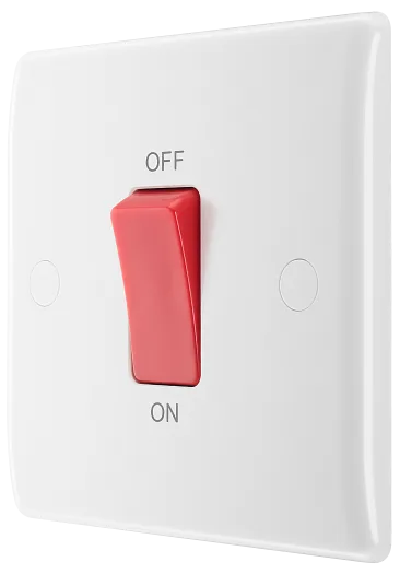 BG 875 White 1 Gang 45 Amp Single Cooker Switch