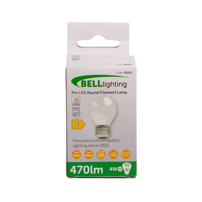 Bell Lighting LED 4W Satin Filament Round - ES - 2700K Code: 60101