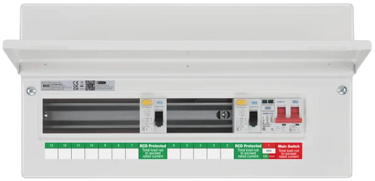 BG CF19D11S12LB-H1 19way Sload Board Metal CU 12way UPW Lid 2xRCD 100A Type A 1xSPD 100A Main Switch