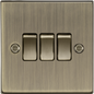 10AX 3G 2-way Plate Switch - Square Edge Antique Brass CS4AB MLA
