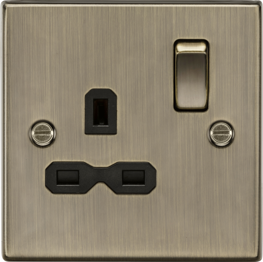 13A 1G DP Switched Socket - Antique Brass with Black Insert CS7AB MLA