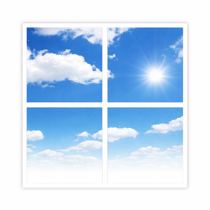 40W SKY LED 3D Ceiling Panel 60x60cms, Set of 4 Ultra Thin LED Panels, for Waiting Area, Hallway, Office and Home