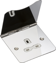 13A 1G Unswitched Floor Socket - Polished Chrome with White Insert MLA