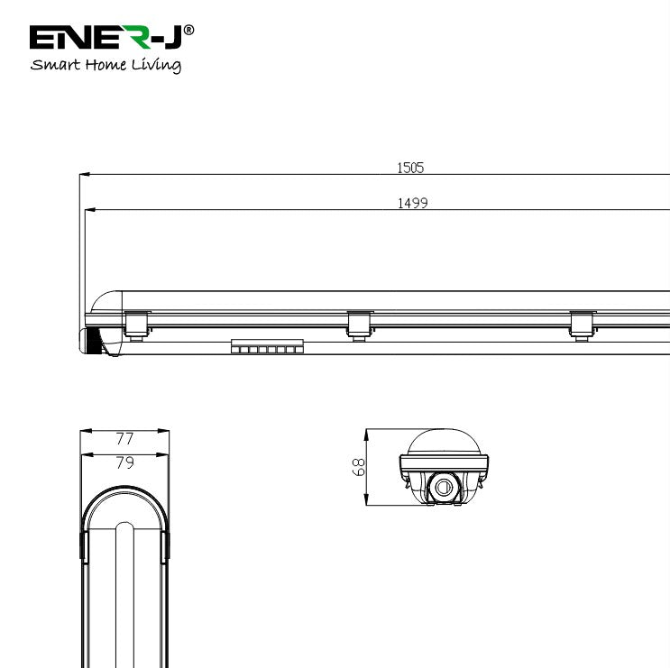 LED Non Corrosive IP65 Batten Fitting Light 150cms 50W 6000K, 6000 Lumens Ultra Bright, Up to 20000 Hours of Operation, Instant Start | Single pack