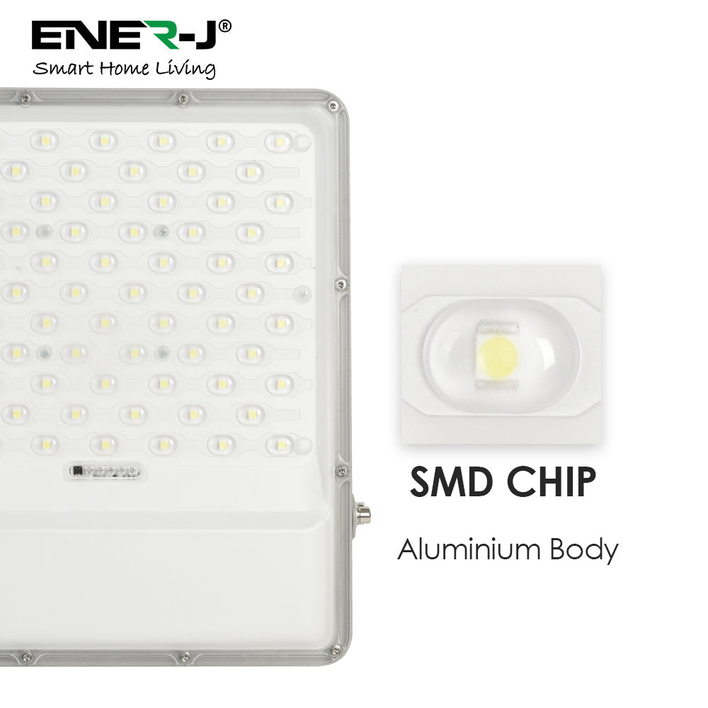 200W LED Floodlight Outdoor with Solar Panel, IP65 Waterproof, 2600 Lumens, Wall Light Work Lighting for Garage, Garden, Warehouse, Parking Lot etc