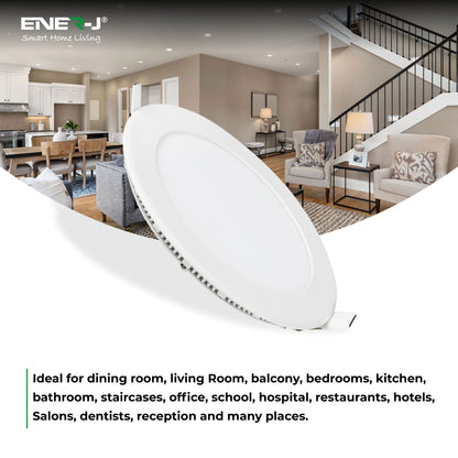 6W Recessed Round LED Mini Panel Downlight, 120mm Diameter, 105mm Hole Size, 2 Years Warranty, 20000 Hours Long life | Pack of 4 - 4000K