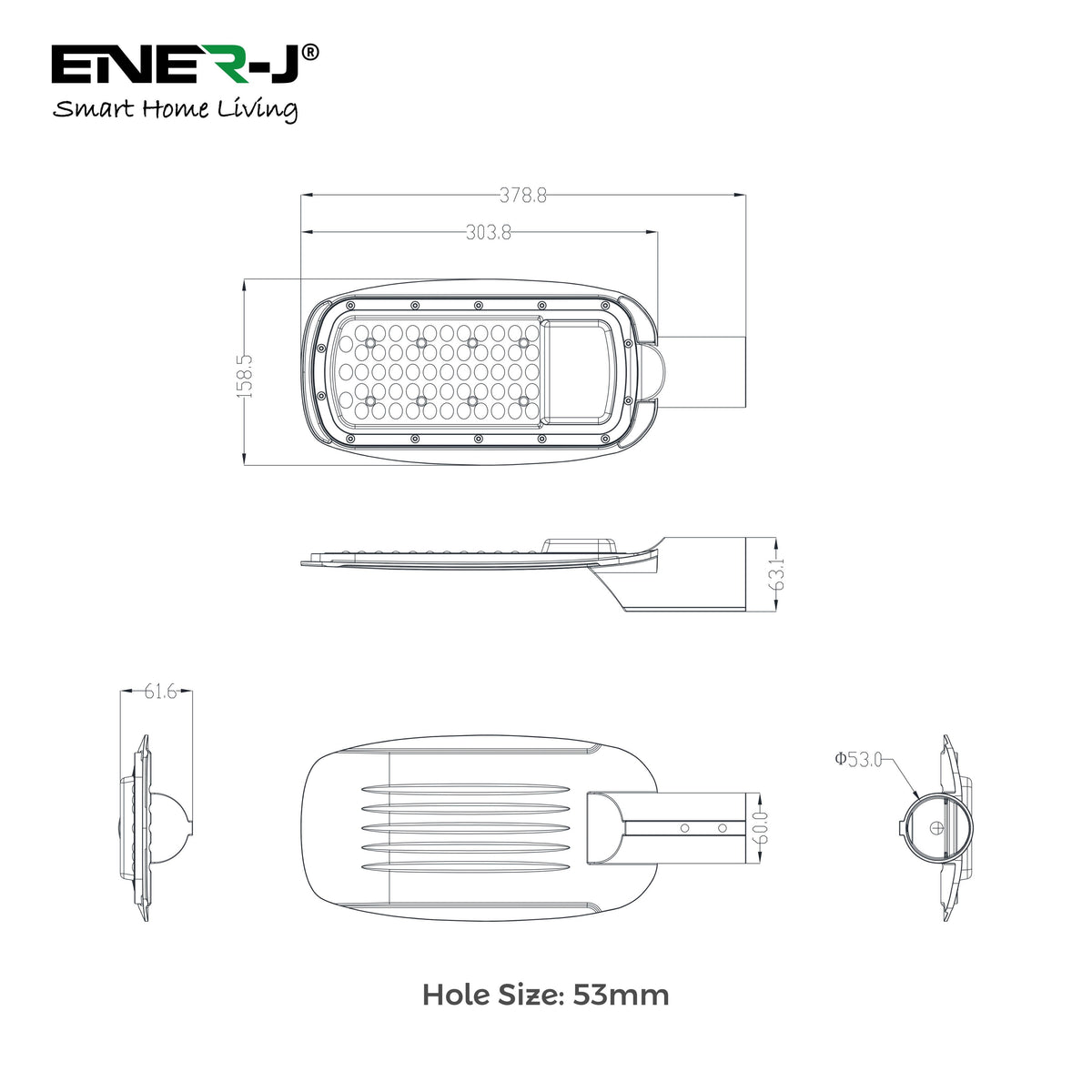 50W LED Streetlight Waterproof IP65 6000k Wall Light, Ideal Street Lamp To Install At a Height Of 6-8 Meters, 5 Years Warranty