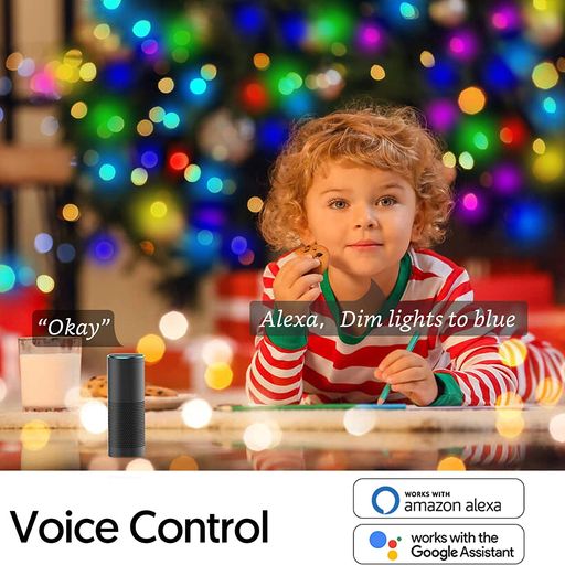 ENER-J Smart WiFi RGB Fairy Lights 5M, Alexa & Google Compatible, Music Sync LED String Lights with Remote, USB Powered, Flexible Copper Wire, Dimmable Multicolour Lighting | Single pack