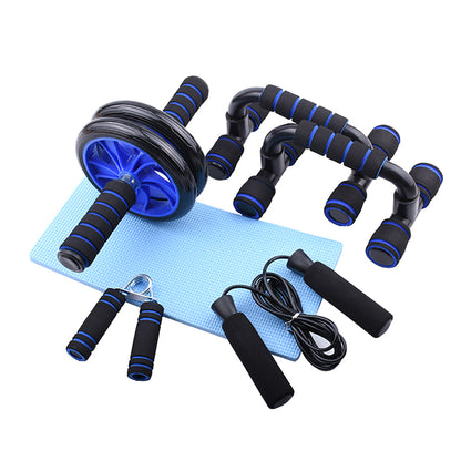 5 in 1 Home Training Ab Roller Wheel Kit Equipment, Fitness Invention Ab Roller Wheel Kit with Push-Up Bar Jump Rope, With Knee Pad