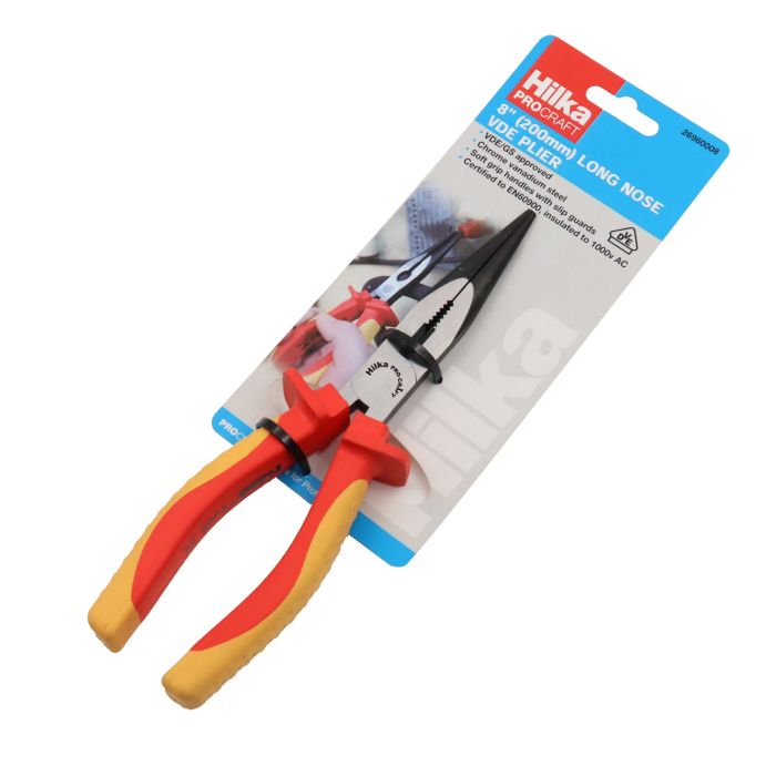 Hilka 8" (200mm) Long Nose Plier VDE Pliers