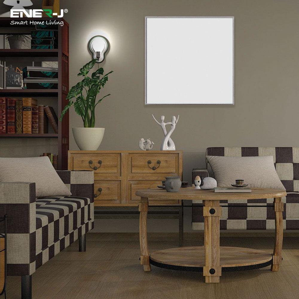 Ener-J 360W Infrared Panel Heater, 595  x 595mm Far Infrared Wall or Ceiling Mount, White