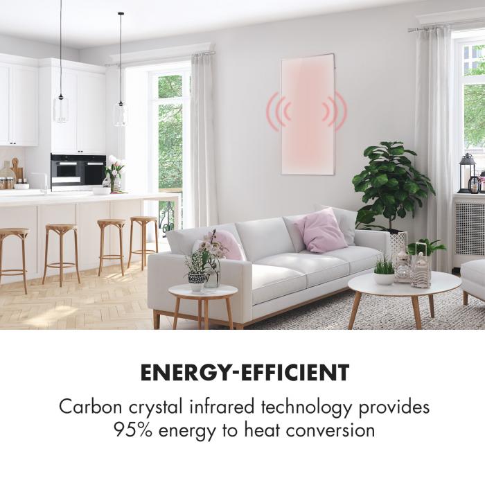 ENER-J 720W Infrared Heating Panel with WiFi Thermostat, 120x60cm Wall or Ceiling Mount, Energy Efficient Carbon Crystal Electric Heater, IP24 Rated Smart Infrared Panel for Home & Office