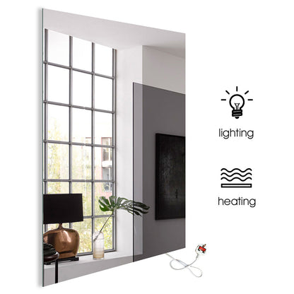 450W Bathroom Mirror Infrared Heater & CCT Changing with Dimmable LED Lights, 600x800 MM, Plug & Play