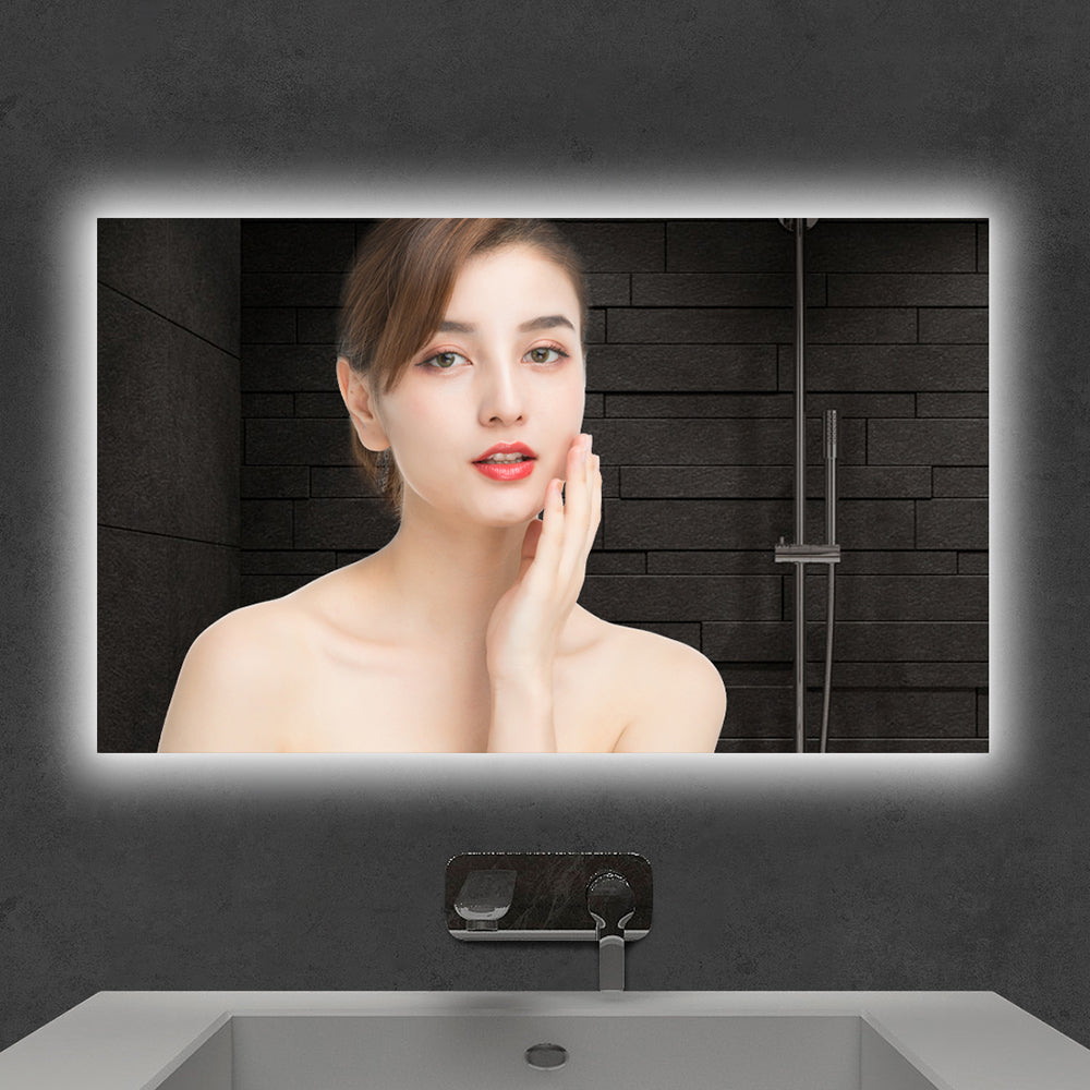 450W Bathroom Mirror Infrared Heater & CCT Changing with Dimmable LED Lights, 600x800 MM, Plug & Play
