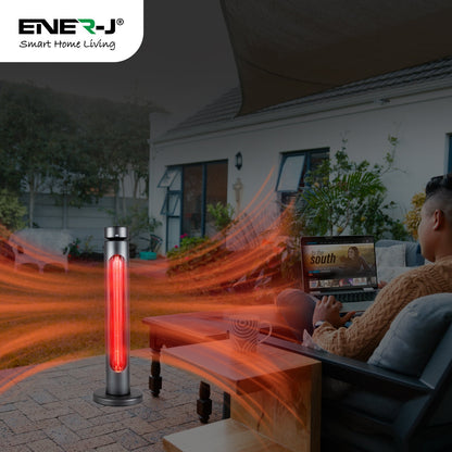 Ener-J 1500W Portable Infrared Patio Heater, IP65 Outdoor Electric Heater with 8 Heat Levels & Remote Control