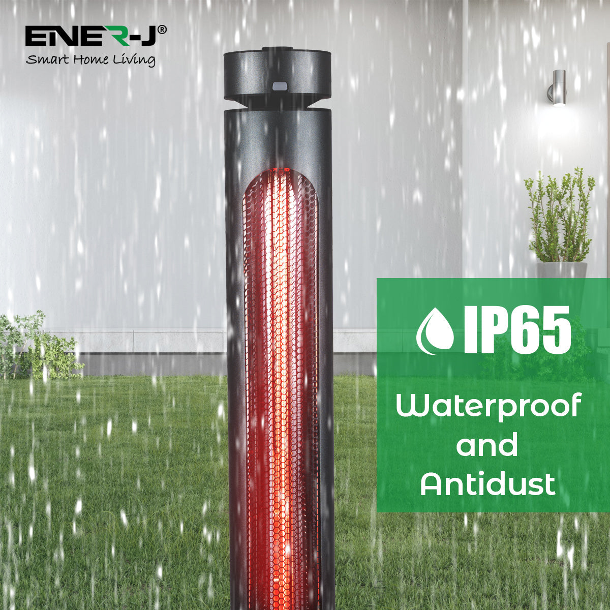 Ener-J 1500W Portable Infrared Patio Heater, IP65 Outdoor Electric Heater with 8 Heat Levels & Remote Control