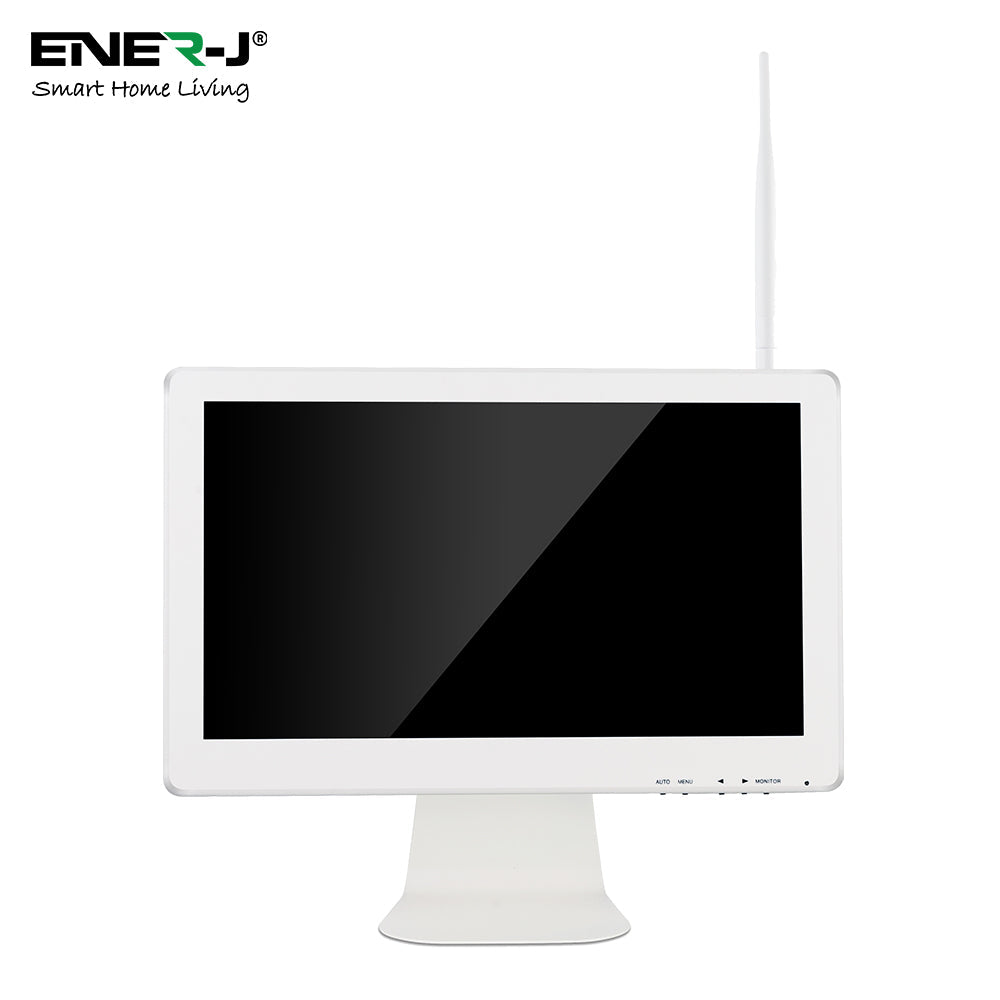 ENER-J 8CH Wireless CCTV Kit with 15.6" Full HD IPS Monitor, 1TB HDD, 1080P Outdoor Cameras with Audio & PIR Motion Detection, Plug & Play Home Security System