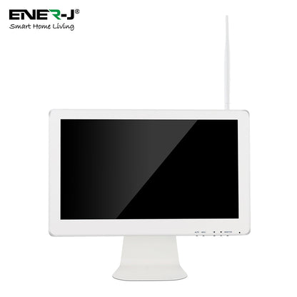 ENER-J 8CH Wireless CCTV Kit with 15.6" Full HD IPS Monitor, 1TB HDD, 1080P Outdoor Cameras with Audio & PIR Motion Detection, Plug & Play Home Security System