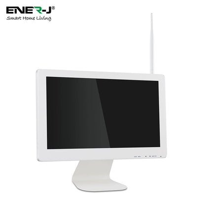 ENER-J 8CH Wireless CCTV Kit with 15.6" Full HD IPS Monitor, 1TB HDD, 1080P Outdoor Cameras with Audio & PIR Motion Detection, Plug & Play Home Security System