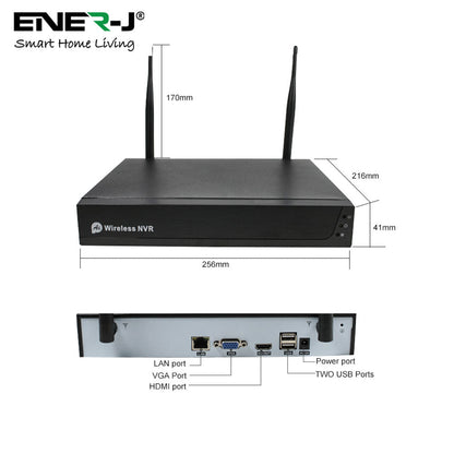 ENER-J 8CH WiFi NVR CCTV Kit with 4x1080P Outdoor IP66 Cameras, Wireless Home & Business Security System with Night Vision, Motion Alerts, Remote Access & Enhanced Signal Coverage