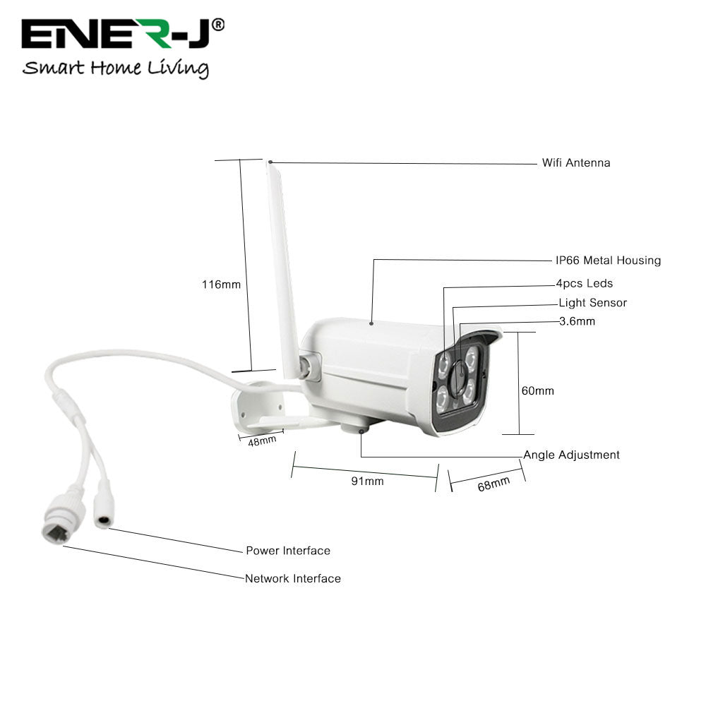 ENER-J 8CH WiFi NVR CCTV Kit with 4x1080P Outdoor IP66 Cameras, Wireless Home & Business Security System with Night Vision, Motion Alerts, Remote Access & Enhanced Signal Coverage