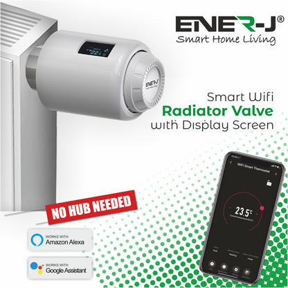 Ener-J Smart WiFi Radiator Thermostat – Digital TRV for Multi-Room Heating Control, Alexa & Google Home Compatible | Pack of 2