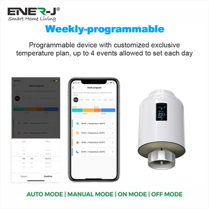 Ener-J Smart WiFi Radiator Thermostat – Digital TRV for Multi-Room Heating Control, Alexa & Google Home Compatible | Single pack