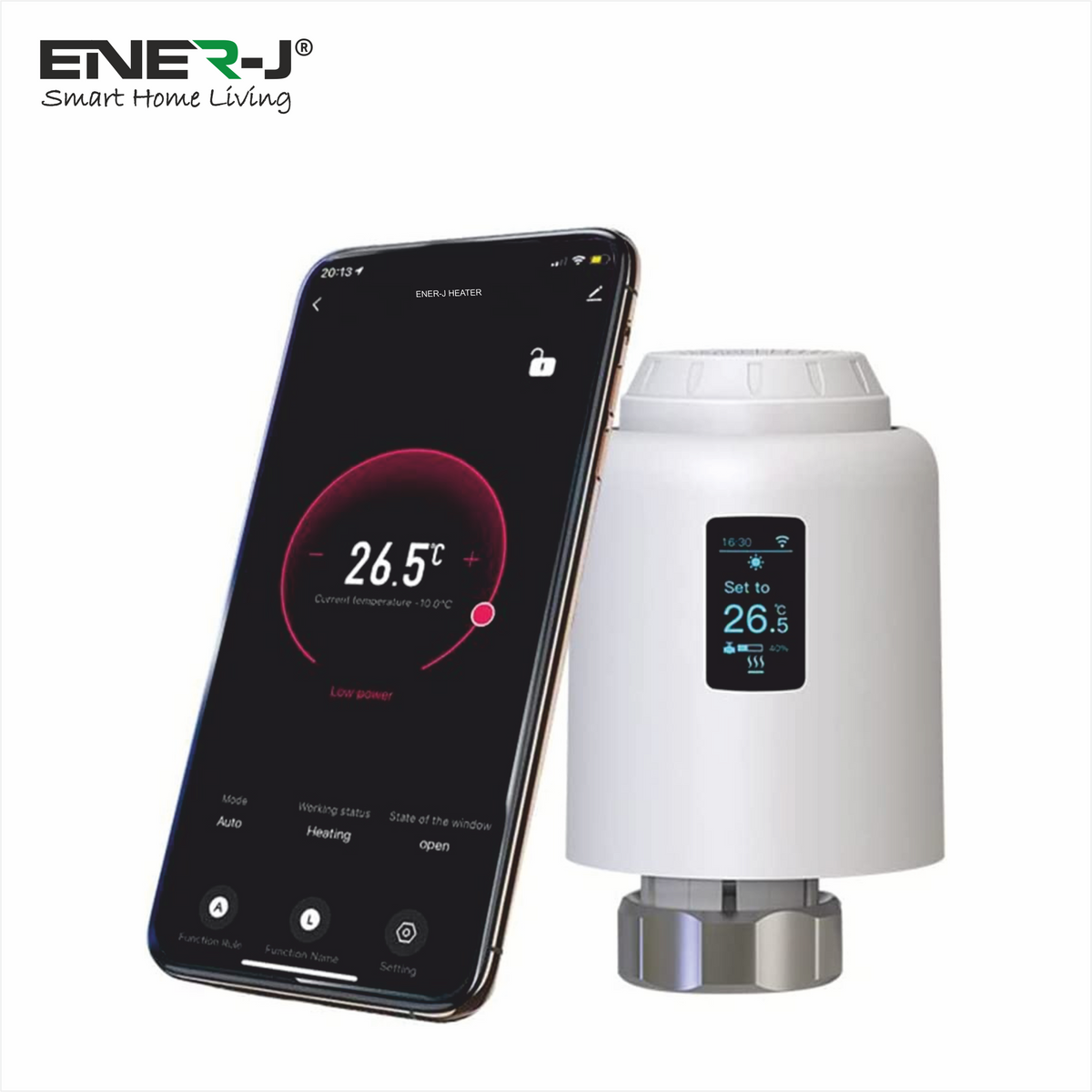Ener-J Smart WiFi Radiator Thermostat – Digital TRV for Multi-Room Heating Control, Alexa & Google Home Compatible | Single pack