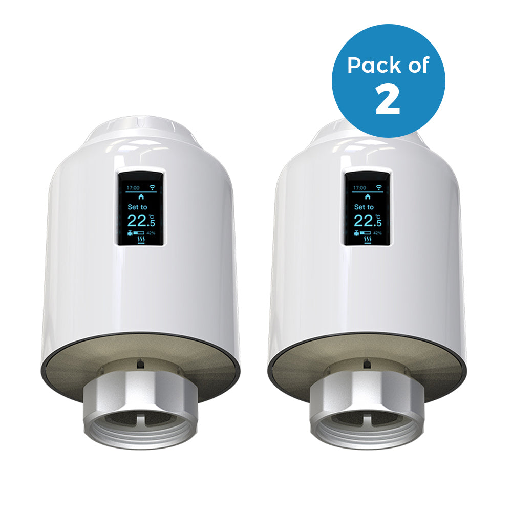 Ener-J Smart WiFi Radiator Thermostat – Digital TRV for Multi-Room Heating Control, Alexa & Google Home Compatible | Pack of 2