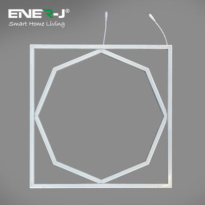 60x60cm LED Frame Panel Light with Hexagon Inner Lights, 40W, Cool White | Single Pack - 6500K