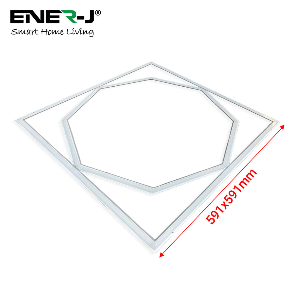 60x60cm LED Frame Panel Light with Hexagon Inner Lights, 40W, Cool White | Single Pack - 6500K