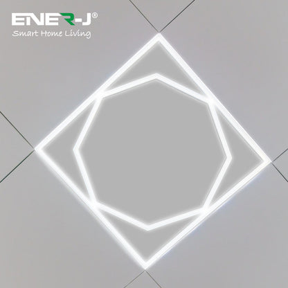 60x60cm LED Frame Panel Light with Hexagon Inner Lights, 40W, Cool White | Single Pack - 6500K