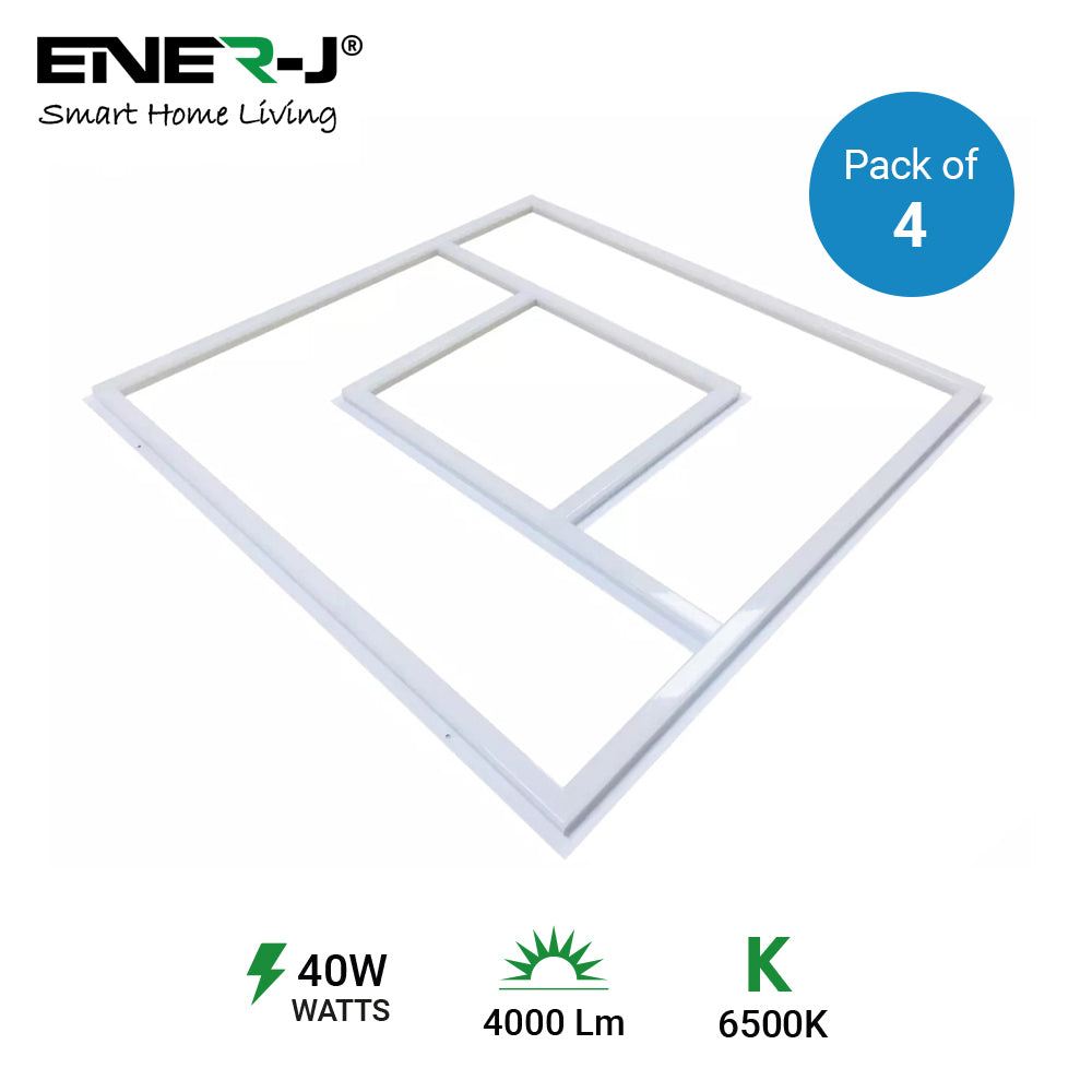 60x60cm LED Panel Light with PD Design - 40W, Cool White, Frame Border Edge Lights | Pack of 4 - 6500K