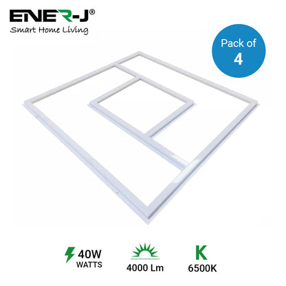 60x60cm LED Panel Light with PD Design - 40W, Cool White, Frame Border Edge Lights | Pack of 4 - 6500K