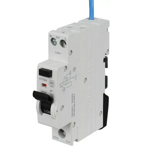 MK Sentry 6A 16A 20A 32A 40A Double Pole 1 Module Bidirectional B Curve 6kA 30mA Type A Compact RCBO