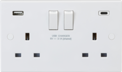 13A 2G DP Switched Socket with Dual USB A+C [5V DC 3.1A shared] Max. 15.5W MLA