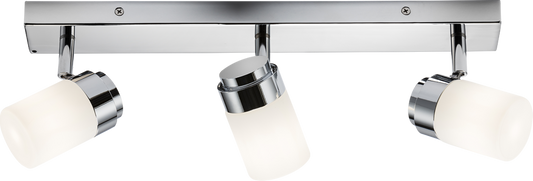 230V IP44 G9 Triple Bar Spotlight with Frosted Glass - Chrome