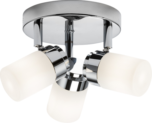 230V IP44 G9 Triple Spotlight with Frosted Glass - Chrome