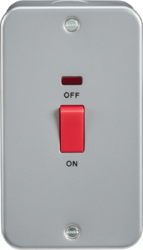 MLA Metal Clad 45A DP Switch with Neon - Large Plate - Powder-coated Silver/Grey