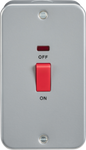 MLA Metal Clad 45A DP Switch with Neon - Large Plate - Powder-coated Silver/Grey