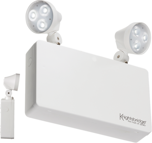 230V IP20 6W LED Twin Spot Emergency Light MLA Knightsbridge EMTWINLPC