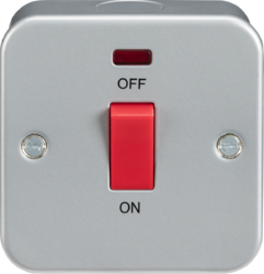 MLA Metal Clad 45A DP Switch with Neon - Single Size - Powder-coated Silver/Grey