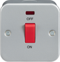 MLA Metal Clad 45A DP Switch with Neon - Single Size - Powder-coated Silver/Grey