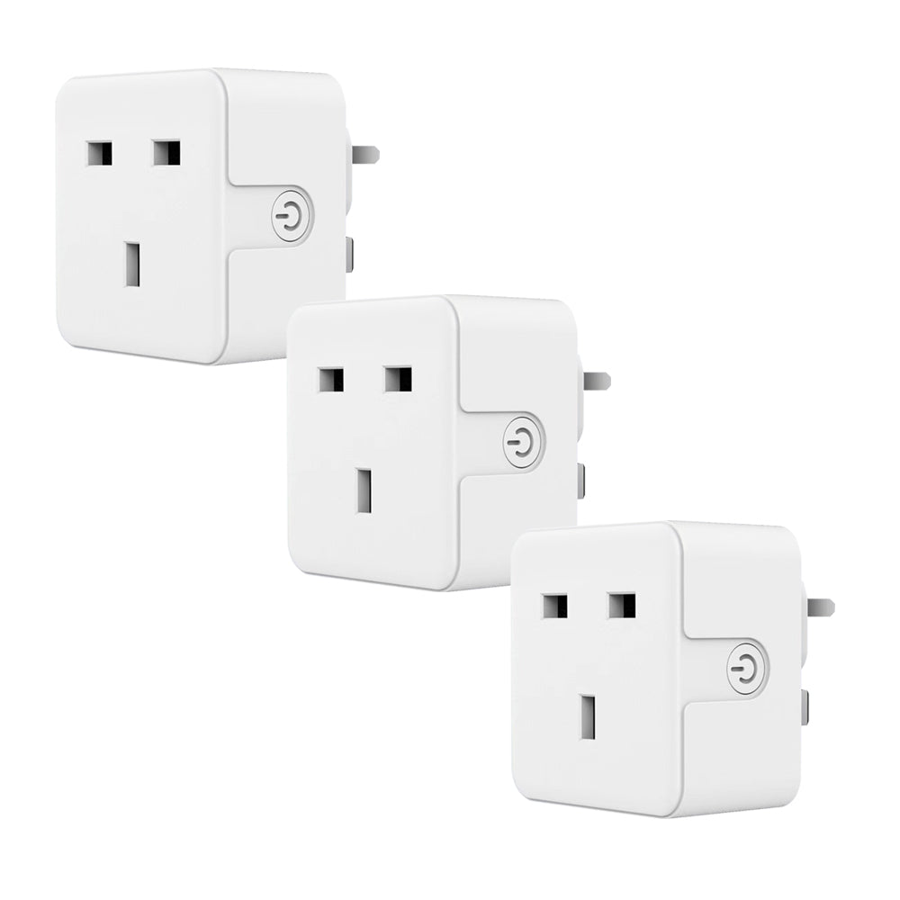 EnerJ Smart WiFi & Bluetooth 13A Plug Pack (3-Pack)‚ Compact UK Socket Design, 3120W Max Load, App Control, Timers & Scene Automation