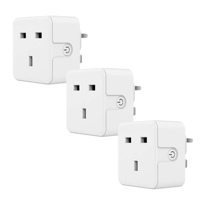 EnerJ Smart WiFi & Bluetooth 13A Plug Pack (3-Pack)‚ Compact UK Socket Design, 3120W Max Load, App Control, Timers & Scene Automation