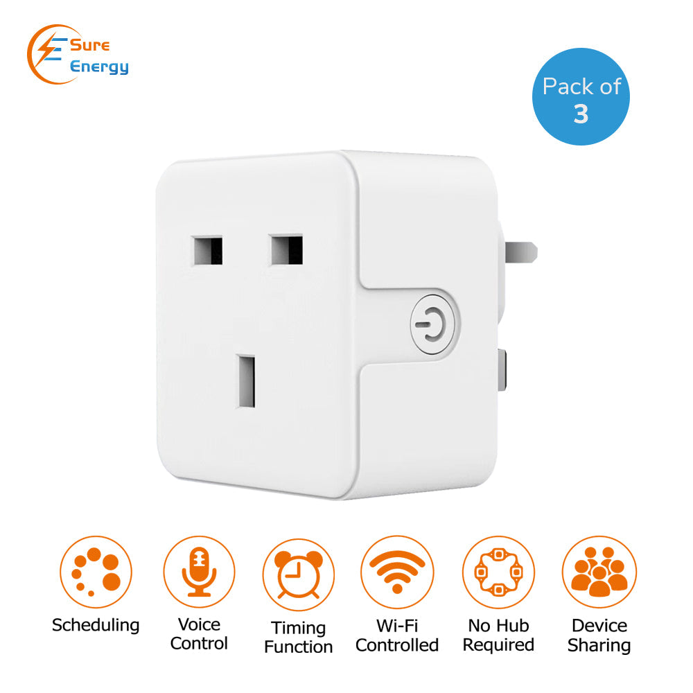 EnerJ Smart WiFi Plug 13A UK Socket – Energy Monitoring, App & Voice Control, LED Indicator, 2.4G WiFi, Works with ENERJSMART for Remote Power Control | Single pack
